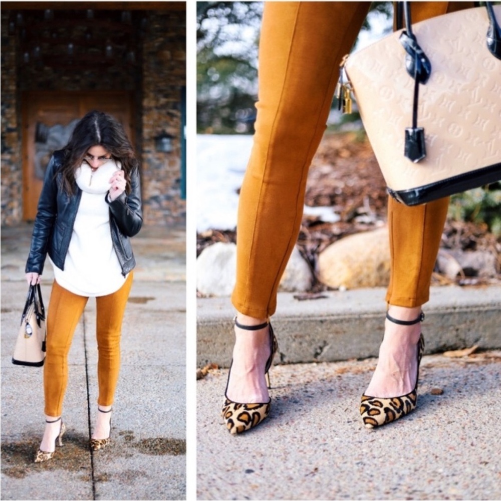 Anthropologie Brown Faux Suede Leggings - Picture 6 of 11